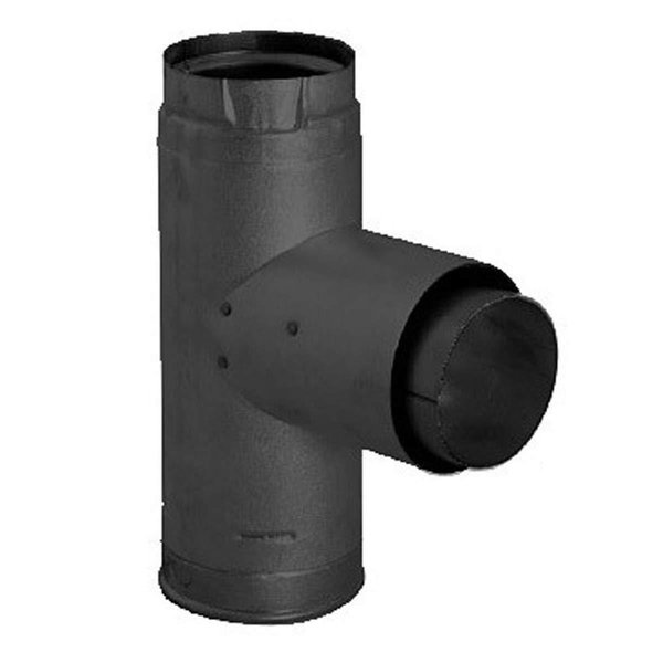 Blueprints 4 in. PelletVent Pro Adaptor Tee with Clean-Out Cap, Galvalume BL1704229